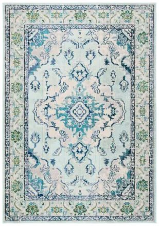 Safavieh Alfombra boho chic de polipropileno azul/blanco, 122 x 170 cm