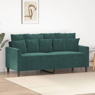 vidaXL Sof&aacute; De 2 Plazas De Terciopelo Verde Oscuro 140 Cm Vidaxl