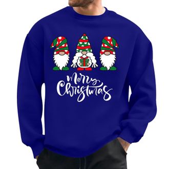 Generic Mens Christmas Jumpers Xmas Novelty Pullover Snowflakes Santa Claus Sweatshirt 3D Printed Snowman Christmas Jumpers for Men Long Sleeve Crew Neck Pull