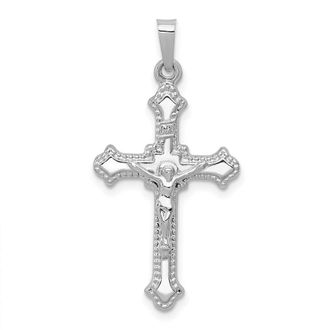 Diamond2Deal 14k White Gold Polished INRI Crucifix Pendant
