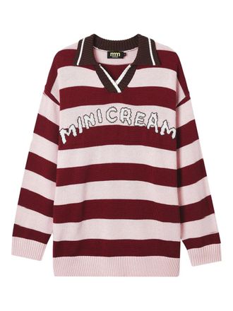 Mini Cream striped polo-neck sweater - women - Wool/Acrylic - S - Pink