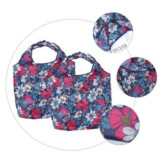 Cabilock 2pcs Reusable Tote Bags Foldable Shopping Storage Bags Vintage Floral Print for Grocery Travel and Daily Use