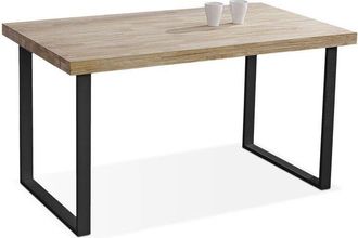 OEM Mesa De Comedor Iris Fija En Roble Nordish Y Negro Para Salon Dise&ntilde;o Industrial 140x80x76,5 Cm