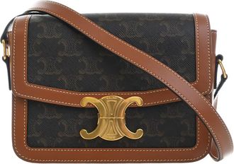 Celine Pre-owned Celine Teen Triomphe Coated Canvas and Calfskin Triomphe Crossbody Unisex D312XMFA11O7HK52