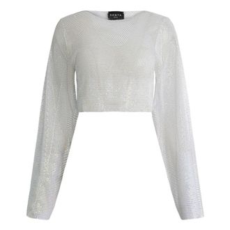 Santa Brands Diamond Top Wide Sleeve - Dames - Longsleeves - Wit - XS - Katoen - Tops