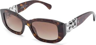 Chanel Sunglasses, female, Brown, Size: 53 MM Rectangle Sunglasses