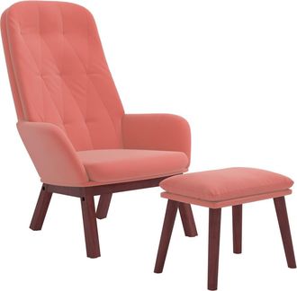vidaXL Sill&oacute;n De Relax Con Taburete Terciopelo Rosa Vidaxl