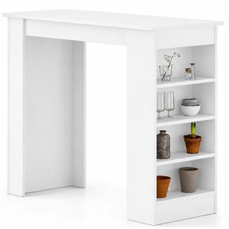 Decortie Tavolo Da Bar Con 4 Ripiani E Portaoggetti Bianco Salvaspazio 117x54x102 Cm