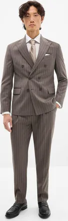 Le 31 Mens Banker-stripe pant Wool weave by Marlane Reykjavik fit - Tapered with pleats