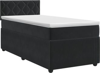 vidaXL Cama Box Spring Con Colch&oacute;n Negro 100 X 200 Cm Terciopelo Vidaxl
