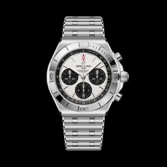 Breitling Chronomat Chronograph Automatic Chronometer Silver Dial Mens Watch AB0158101A1A1