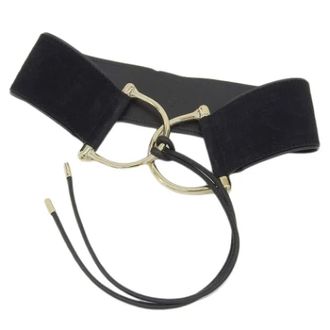 Gucci Pre-owned Suede Wide Belt Black Gold XS - female - Gucci Vintage - Vintage Belts - Black - ONE SIZE - Pre-owned