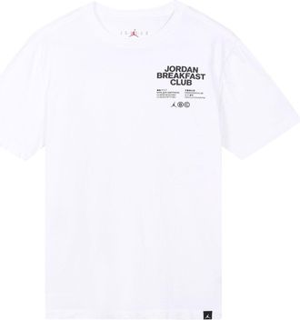 Nike Jordan Mens Air Jordan Minimalistic Alphabet Printing Round Neck Casual Short Sleeve White T-Shirt DQ7385-100