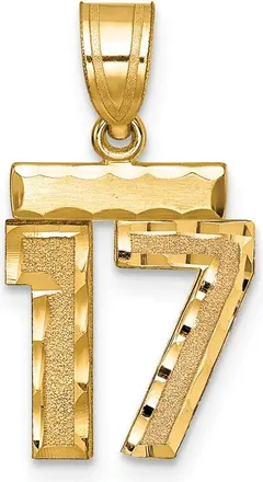 Diamond2Deal 14k Yellow Gold Small Brushed Diamond-cut Number Charm Pendant