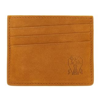 Brunello Cucinelli Accessoires, Heren, Bruin, ONE Size, Leer, Nubuck Kaarthouder