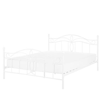 Beliani Beliani - Cama De Metal Blanca 140 X 200 Cm Somier Listones Estilo Vintage Retro Boho Dormitorio Antlia