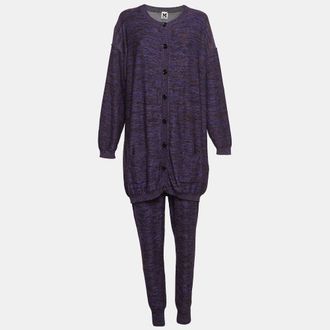 M Missoni Purple Patterned Lurex Knit Cardigan & Playsuit Set