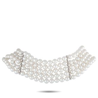 Assael 18K White Gold Pearl Choker Necklace AS11-050426