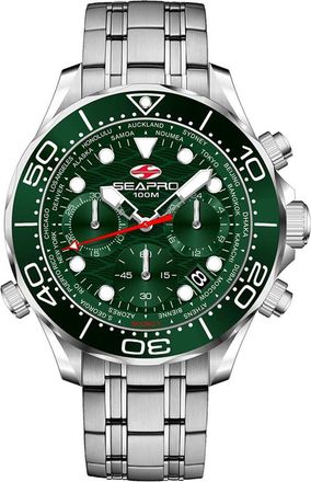 Seapro Mondial Timer Chronograph Quartz Green Dial Mens Watch SP0155