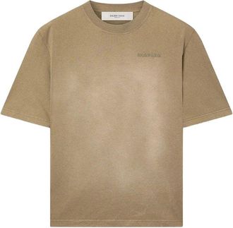 Golden Goose Journey Unisex T-shirt Dyed Gauze Cotton Jersey Bleaching Effect With Embroidery