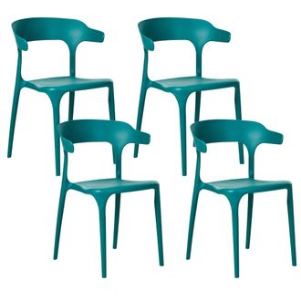 Beliani Beliani - Conjunto De 4 Sillas De Jard&iacute;n Verde Azulado De Pl&aacute;stico Resistente Interior Exterior Gubbio