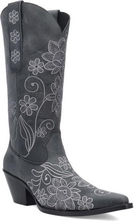 Dingo Swing Floral Embroidery Western Boot in Black at Nordstrom, Size 8.5