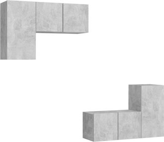 vidaXL 4 Piece TV Cabinet Set Concrete Grey Engineered Wood vidaXL