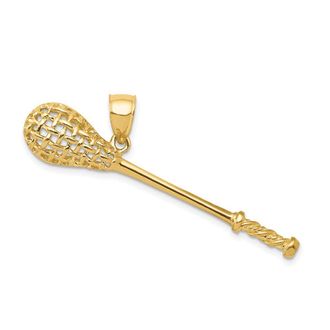 Diamond2Deal 10k Yellow Gold Solid Polished 3-D Lacrosse Stick Pendant