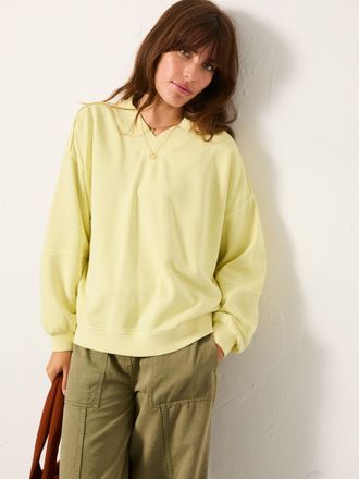 Fat Face FatFace Lars Yellow Plain V Neck Sweat Top