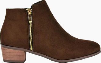 XY London Womens XY London Womens/Ladies Alberto Zip Low Block Heel Boots - Brown - Size: 8