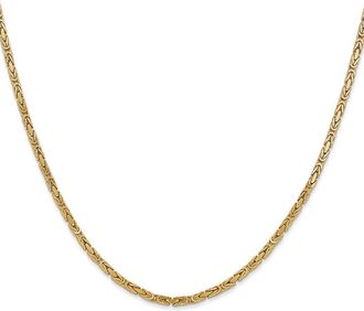 Diamond2Deal 10k Yellow Gold 2mm Byzantine Chain Necklace