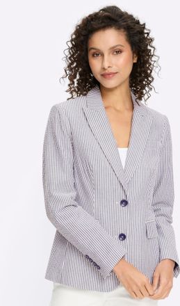 Heine Jackenblazer HEINE Blazer, Damen, Gr. 34, marine, wei&szlig;, gestreift, 65% Polyester, 35% Baumwolle, Blazer Jackenblazer