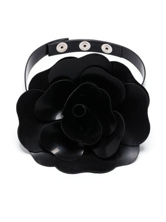 Philosophy di Lorenzo Serafini Choker con applicazione a fiori - Nero