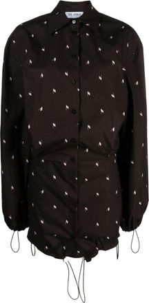 The Attico logo-print cotton shirt dress - women - Cotton - 40 - Brown
