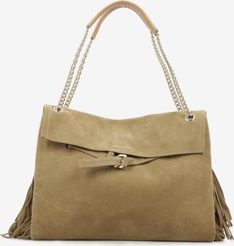 Orciani Borsa Venus Peach Fringe Midi a spalla biscotto