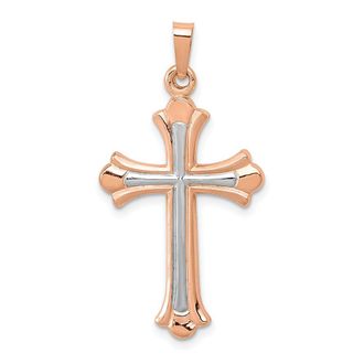 Diamond2Deal 14K Rose Gold White Rhodium Cross Pendant