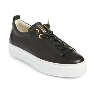 Paul Green Faye Sneakers WomensBlack Leather Lace Up Platform Shoes ZOGG3195
