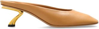 Ferragamo Safi Mules met hak - Dames - Muiltjes - Beige - 40 EU - Leer - Schoenen