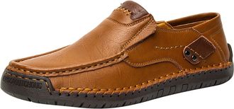 Generic Couple Style Handmade Mens Outdoor Casual Shoes One Foot Flat Shoes Spring Low Top Plus Large SizeLeFu Cowhide (Yellow, 4.5)-2