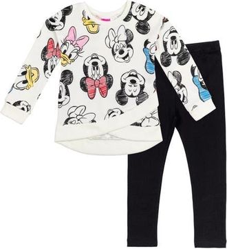 Disney Minnie Mouse 2-Piece Fleece Sweatshirt and Leggings Set in Mickey Friends Black at Nordstrom, Size 24M