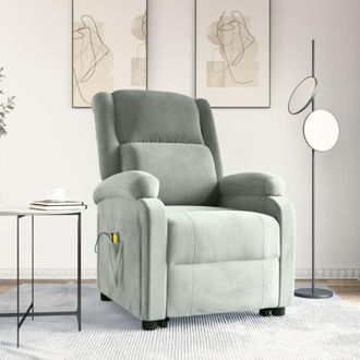 vidaXL Vidaxl - Sill&oacute;n De Masaje Elevable Terciopelo Gris Claro