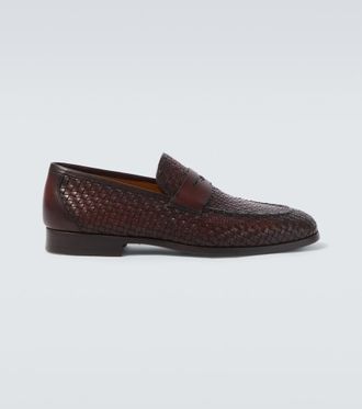 Magnanni Woven leather penny loafers