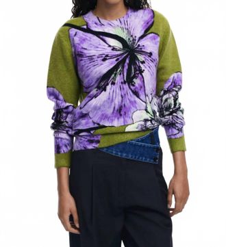 Desigual Orquidea Lacroix Print Sweater In Lilac