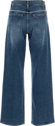 7 For All Mankind Womens Stretch Denim Stovepipe Jeans Azzurro Exterior: Cotton Elastane