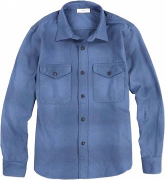 SAVE KHAKI UNITED Womens Ombre Plaid Overshirt In Air Force