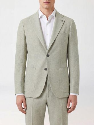 Tagliatore Single-Breasted Blazer in Cotton Blend with Peak Lapels
