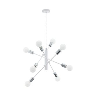 Loops Pendant Ceiling Light Colour White Chrome Criss Cross Design Bulb E27 8x60W
