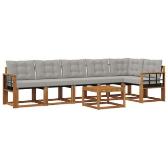 vidaXL Conjunto De Sof&aacute;s De Exterior 7 Pcs Gris Natural Y Claro Vidaxl