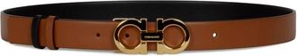 Ferragamo Brown Gancini Solid Reversible Belt