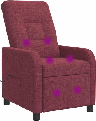 vidaXL Silla De Masajes Reclinable Rojo Vino Tela Vidaxl